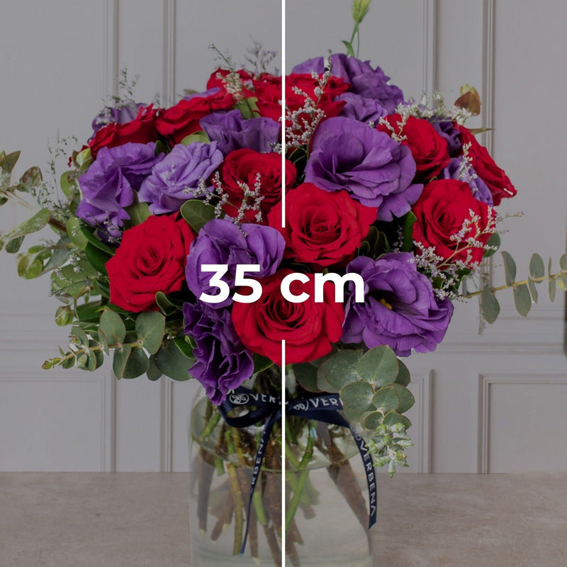 París - Rosa Roja y Lisianthus Morado