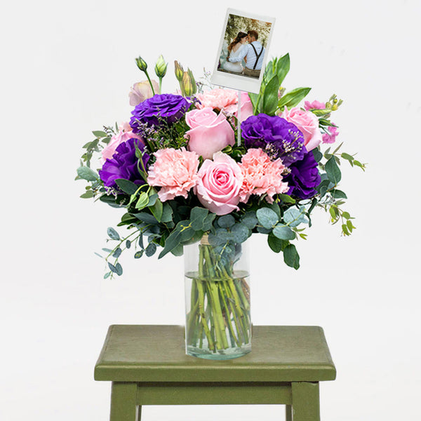 Foto Personalizada - Con Nobleza Rosa, Lisianthus y Clavel