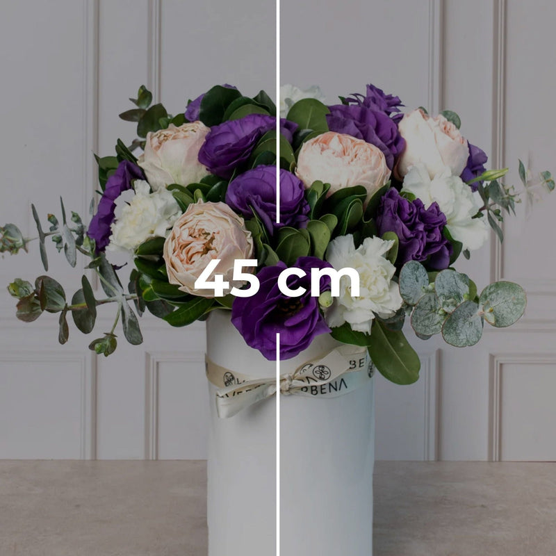 Jardín de Amor - Peonia Eterna Rosa, Lisianthus Morado y Clavel