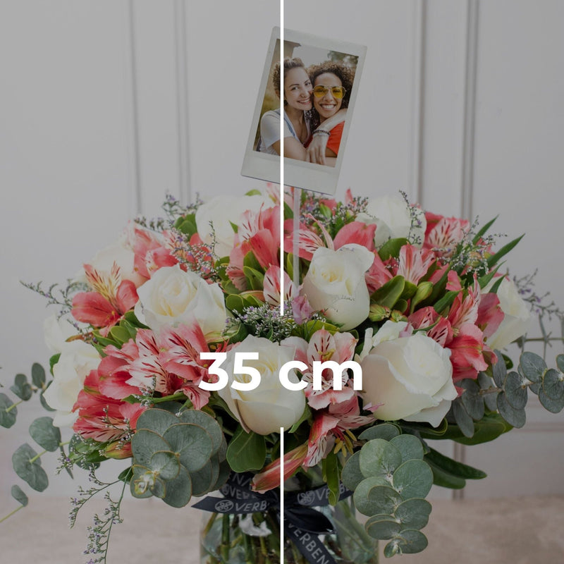 Foto Personalizada Con Himalaya - Rosa Blanca y Astromelia Rosa
