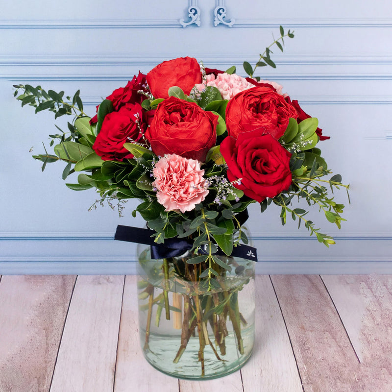 Burgundy - Peonia Roja, Rosa Roja y Clavel Rosa