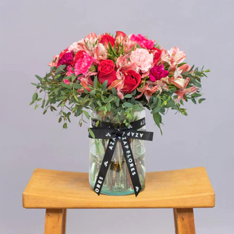 Enamorados - Rosa Roja, Clavel Rosa y Astromelia Rosa