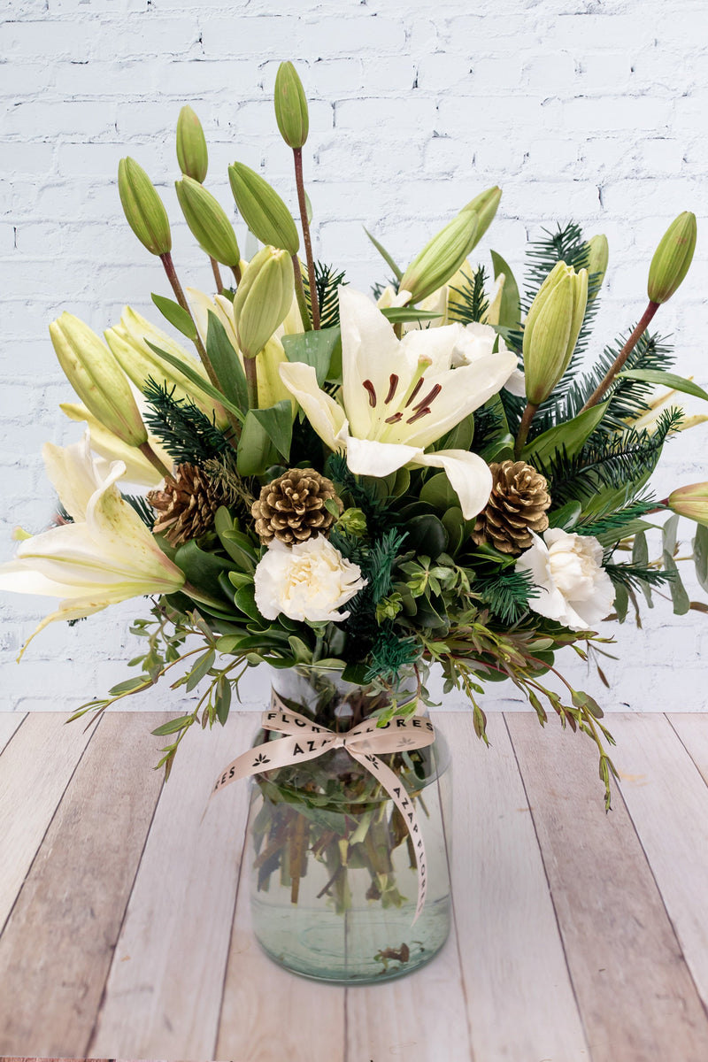 Copos de Nieve - Lilium Blanca y Clavel Blanco