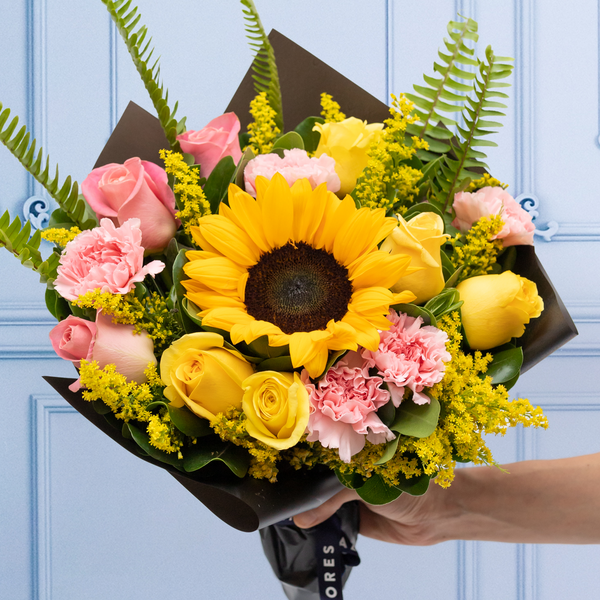 Amable - Girasol, Rosa Amarilla y Clarita, Clavel Rosa