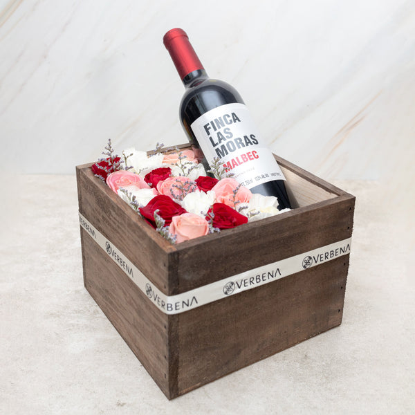 Dulce Amanecer - Caja de Vino y Flores