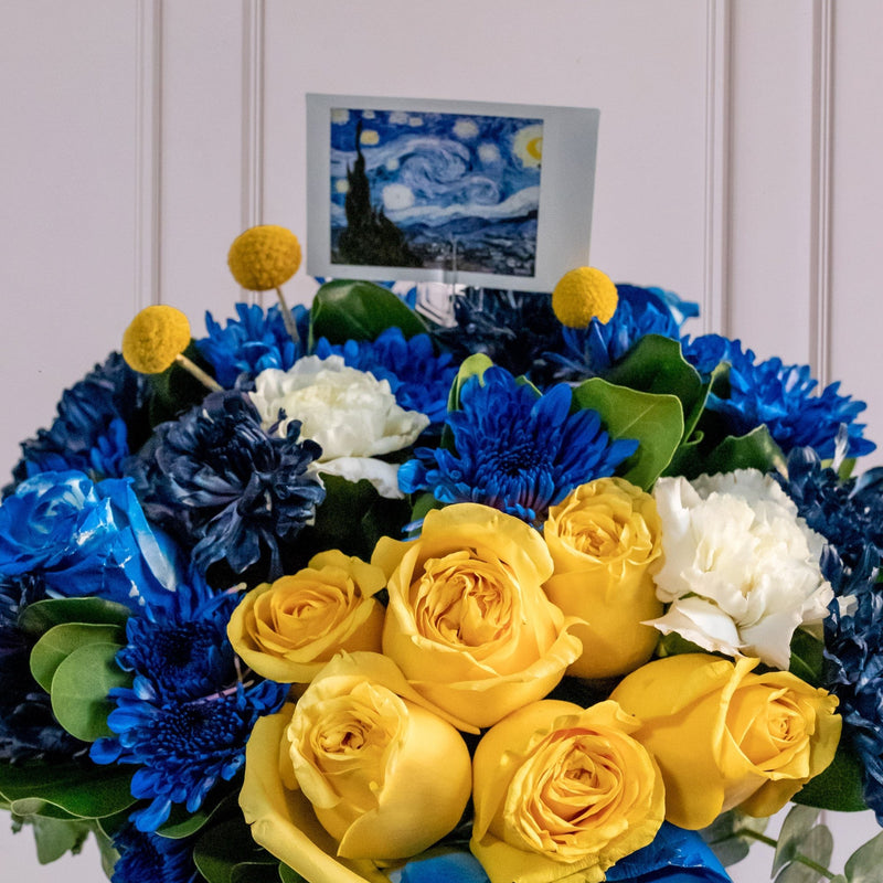 Noche Estrellada - Rosa Amarilla, Rosa Azul, Clavel y Moreliana
