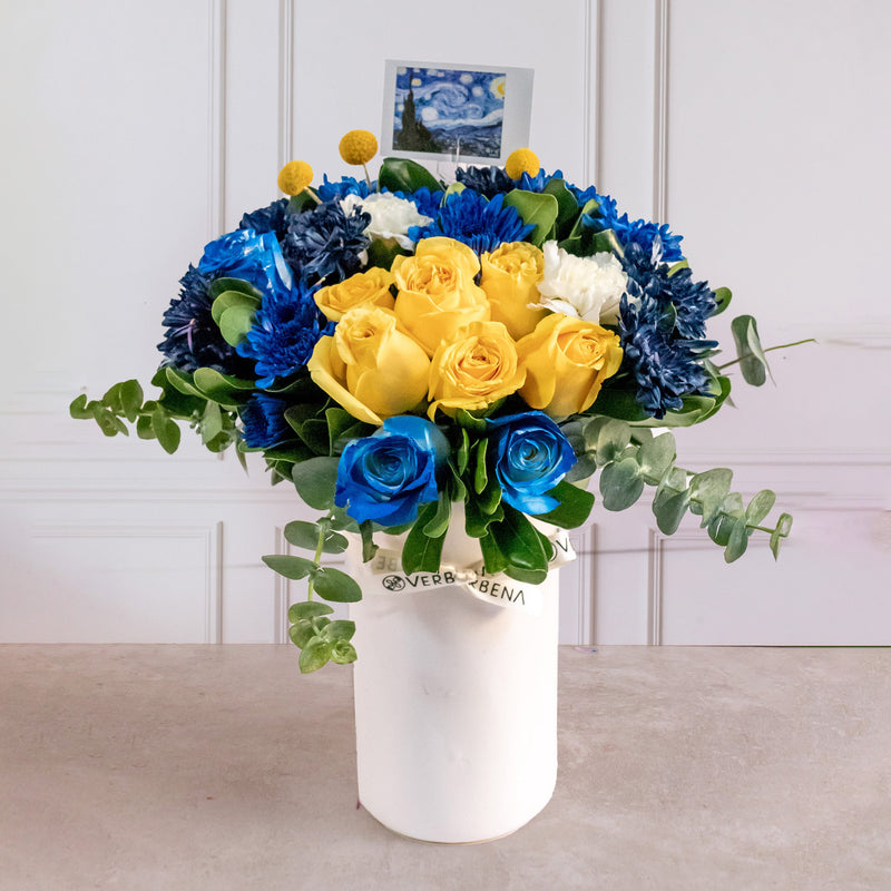 Noche Estrellada - Rosa Amarilla, Rosa Azul, Clavel y Moreliana