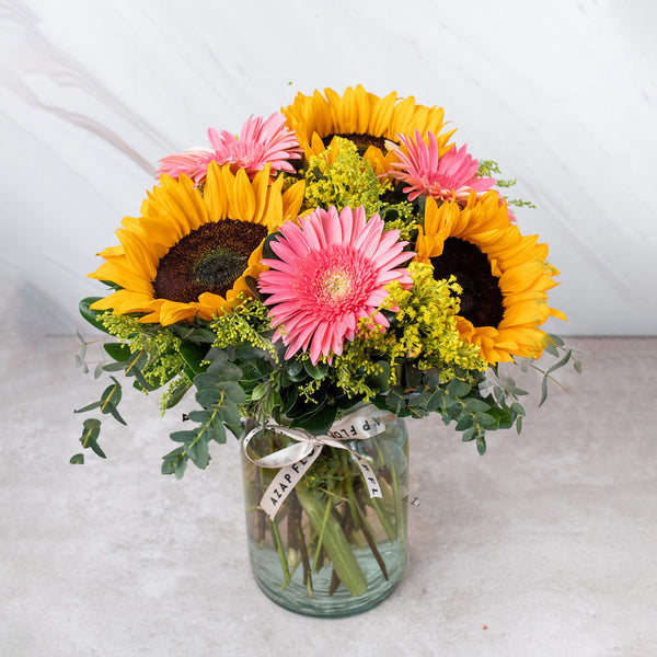 Por Siempre - Girasoles y Gerbera Rosa
