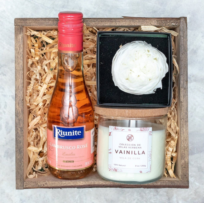 Kit - Dulce Aroma, Vino Rosado, Peonia y Vela.