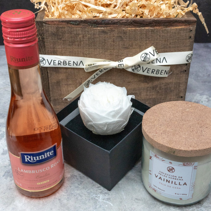 Kit - Dulce Aroma, Vino Rosado, Peonia y Vela.
