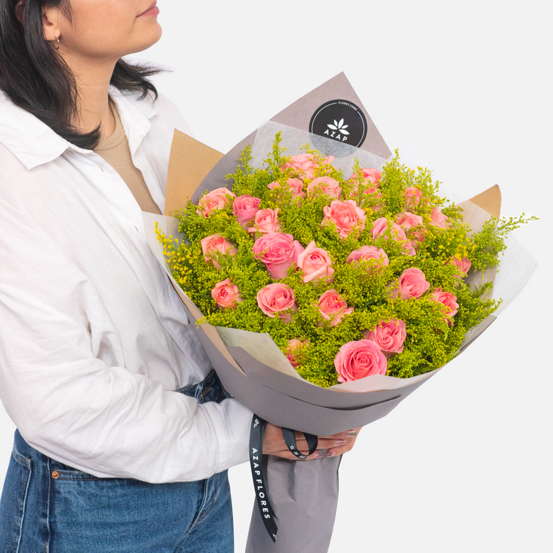Ramo Divertida - Rosa Clarita y Solidago
