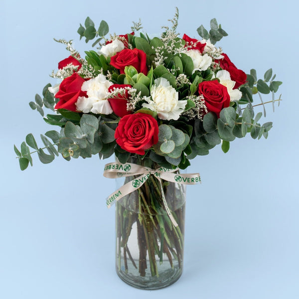 Bouquet TECHO - Clavel Blanco y Rosa Roja