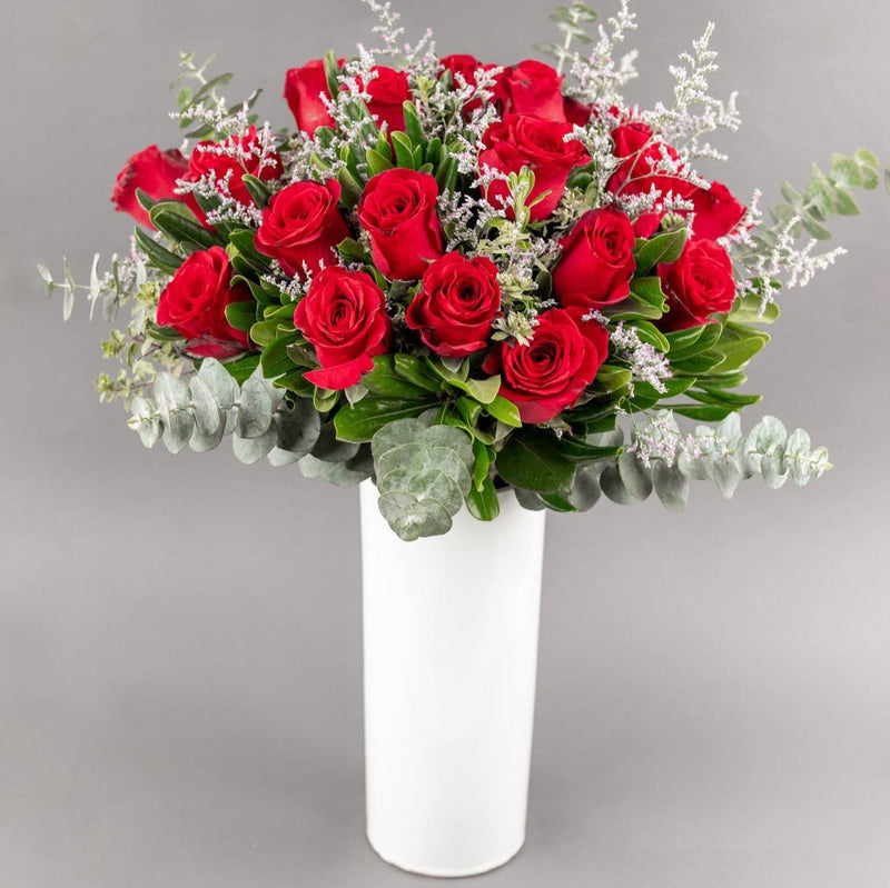 Ti Amo Flores - Rosa Roja en Jarrón de Cerámica