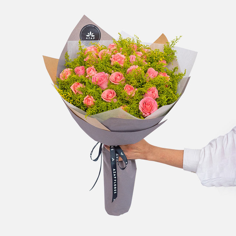 Ramo Divertida - Rosa Clarita y Solidago